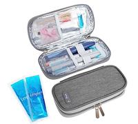 SUNMON Sac isotherme à insuline avec 2 tableaux de refroidissement réutilisables, sac isotherme isolé, imperméable, pour accessoires diabétiques, 4-6 heures, sac de médicament de refroidissement