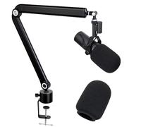 SUNMON Shure SM7B Bras de perche avec filtre anti-pop - Bras de micro à réglage libre compatible avec microphone SM7B, microphone à réduction du bruit, pare-brise, bras de micro en métal lesté