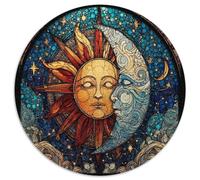 SunMoonArt - MythicalStainedGlassStyle 1000 Pièces Puzzle pour Adultes Et Enfan Puzzle Rond Décoration Moderne Jeu Cadeau Unique 1000pcs (67.5x67.5cm)
