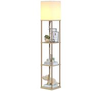 SUNMORY Lampadaire Etagere, 3 Températures de Couleur, Lampe avec Ampoule LED, Lampe sur Pied pour Chambre, Étudier, Bureau，Decoration Salon，Lampadaire Couleur du Bois
