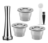 Sunn Lot de 3 capsules réutilisables en acier inoxydable pour + 1 tamper + 1 + 1 brosse