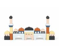SunnaBee Grow with Faith - Mosquée islamique - Briques empilables à partir de 1 an - Jouet en bois 32 pièces pour enfants musulmans - Favorise la créativité, la motricité et la pensée spatiale