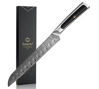 Sunnecko Couteau a Pain 20 cm en Acier Damas 67 Couches, Couteau Cuisine Japonais Style Dentelé à Pain, Couteaux de Cuisine Professionnel pour Baguette Toast