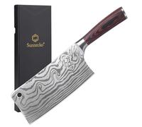 Sunnecko Couteau Couperet Légume Chinois 18cm avec Protection de Lame, Couteau Cuisine Professionnel Feuille de Boucher pour Trancher Émincer, en Acier Inoxydable