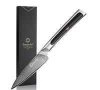 Sunnecko Couteau Office 8,9 cm en Acier Damas 67 Couches, Petit Couteau Cuisine d'office pour Fruit Légume, Couteaux à Éplucher Cadeau Noël