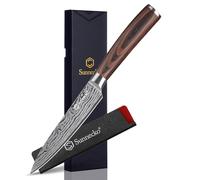 Sunnecko Couteau Universel Cuisine 13cm avec Protection de Lame, Couteau de Cuisine Multifonction Professionnel pour Légume Fruit Restaurant Maison, en Acier Inoxydable
