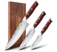 Sunnecko Couteaux de Cuisine 3pcs, Set Couteau Office Chef Universel en Acier Inoxydable, Couteau Cuisine Professionnel pour Viande Fruit Légume