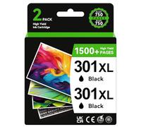 Sunnieink Cartouche 301 Noir, Encre 301 XL Noir Remplacement pour HP 301 Pack de 2 Cartouches, Encre Imprimante 301XL pour DeskJet 3050 1050 J410 2544 Envy 4500 4504 OfficeJet 2620 4630 4632 4634