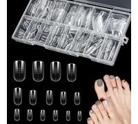 SUNNIFLY 150 Capsules Ongle Pied, Capsule Americaine Ongle Pied, Faux Ongles Transparents avec Boite de Rangement, 15 Tailles Différentes, Girls Nail Salon Nail Art
