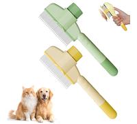 SUNNIFLY 2 Brosse Chat Poil Long, Brosse a Chat avec Bouton de Déclenchement - pour Nettoyer et Soigner le Pelage de Votre Animal (Vert+Jaune)