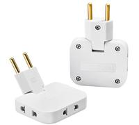 SUNNIFLY 2 x Prise électrique Multiprise，EU-US Multiprise Plate，Prise Plate avec Tête Rotative 180º，Prise Multiple 16A/250V，with 3 Plugs.