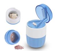 SUNNIFLY 3 en 1 Coupe Medicaments & Broyeur Medicament & Tablet Storage, Coupe Comparé, avec Brosse, Facile à Transporter, Couper et Stocker des Médicaments (Bleu)