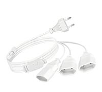 SUNNIFLY 3 en 1 Rallonge électrique 2m Euro Plug Distributeur, 90 Degrés Flat Plug Rallonge Multiprise avec Interrupteur pour Salon, Bureau, Cuisine, Petite Pièce