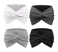 SUNNIFLY 4 Bandeau Cheveux Femme, Bandeau Large Cheveux Femme Antidérapant, Respirant et Absorbant la Transpiration，Convient pour le Sport, le Yoga, la Toilette, etc.