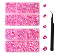 SUNNIFLY 6500pcs Strass a Coller, 5 Tailles, Avec Gabarit, en Résine, pour le Bricolage de Vêtements, Nail Art, étuis de Téléphone Portable, Strass Rose Clair