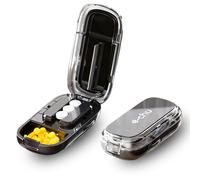 SUNNIFLY Coupe Comprimé, Coupe Medicaments pour Petits et Grands Comprimés avec Rangement pour la vie Quotidienne et les Voyages.(Noir)