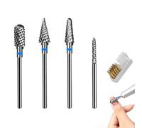SUNNIFLY Embout Ponceuse Ongles Depose, 4 Pcs Nail Drills+Brush, Professional Nail Drills, Ideal pour Enlever les Ongles en gel et les Manucures
