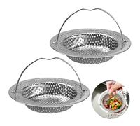 SUNNIFLY Filtre évier Cuisine 2 Pièces, Grille évier Cuisine en Acier Inoxydable, Passoire évier Cuisine avec Poignée, Réutilisable (11cm OD x 8cm ID x 2cm H
