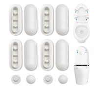SUNNIFLY Jeu Complet de 12 Abattants, Tampon Abattant WC -Butoirs, Fixations et Embouts Universels pour Réservoirs - Compatible avec tous les Modèles Standards (Blanc)