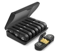 SUNNIFLY Pilulier Semaine Matin Midi Soir，Pillulier 7 Jours Grande Capacite plus Rangement Boite de Médicaments，21 Compartiments，Finition Précise des Médicaments pour une Portabilité Facile