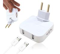 SUNNIFLY Plaque Multiprise, Prise Plate Derriere Meuble, avec 2 Prises USB C, Orientable à 180°, Adaptateur Europe vers USA