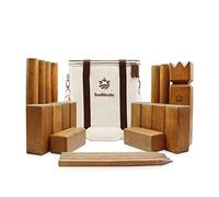 SunNordic Kubb Jeu d'échecs Viking - Jeu d'échecs suédois en bois d'hévéa de qualité supérieure - Avec sac de transport en toile et instructions de jeu - Robuste - Pour enfants et adultes