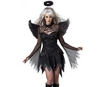 SUNNSEAN Costume Halloween Femme Gothique Punk Ange Sexy Bandage Mini Robe, Bandeau+Ailes+Robe, pour Soiree Halloween 2019 Maquillage Déguisement Fête Drame Cosplay Costume （ M - XXL ）
