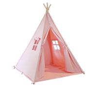 Sunny Alba Tipi en Coton Rose pour Enfants | Tente de Jeu avec Fenêtres, Coussin & Tapis, 120 x 120 cm