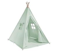 Sunny Alba Tipi en Coton Vert pour Enfants | Tente de Jeu avec Fenêtres, Coussin & Tapis, 120 x 120 cm