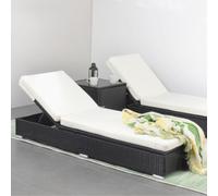 Sunny bain de soleil en résine tressée noir et matelas blanc