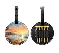 Sunny Beach Sac de rangement pour tee de golf imprimé noir - Design portable, facile à organiser, noir, One Size