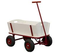 Sunny Billy Beach Wagon Chariot Jardin en Bois Brun & Rouge | Chariot Plage Pneus Gonflables & Côtés Pliables, Bois Brut, 95 x 61 x 97 cm, Jusqu'à 100 Kg