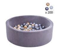 Sunny Boaz - Piscine À Balles Gris Velours Avec 200 Balles | Piscine A Balles Bebe À Partir De 2 Ans | Piscine A Boules, Polyéthylène Pe 100 % Sans Bpa | Piscine A Boule Bebe 30Cm X 90Cm