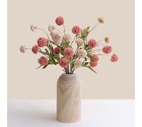 SUNNY BROOK Lot de 7 fleurs de pissenlit artificielles avec vase en bois, arrangement floral en soie pour décoration d'intérieur, centre de table, décoration de saison (beige et rose)