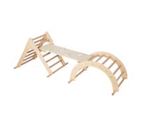 Sunny Charlie 3-en-1 structure d'escalade en bois naturel | Triangle d'escalade / Arc d'escalade / Mur d'escalade | Jouets Montessori pour jeunes enfants