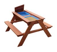 Sunny Dave Table Sable et Eau / Pique Nique en Bois | Avec Couvercle & boîtes de rangement | Jeu Enfant à Eau pour le jardin