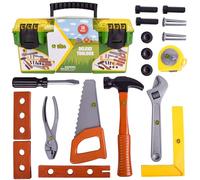 Sunny Days Entertainment John Deere Boîte à Outils de Luxe 18 pièces - Kit de Construction avec mètre Ruban et Autres Outils, Vert