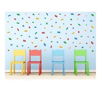 Sunny Decals Mini-ensemble de 98 autocollants muraux en tissu en forme de briques de construction, 4 couleurs, amovibles, r utilisables et reposi
