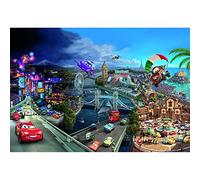 Sunny Decor SD400 Disney Papier peint photo Motif Cars World 368 x 254 cm Papier peint, décoration murale, voiture, course automobile, McQueen, chambre d'enfant Multicolore
