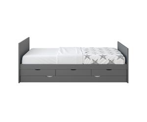 Sunny Eli Lit Gigogne Avec 3 Tiroirs De Rangement Gris, En Bois | 2 Places - Sans Matelas - 206,5 X 97 X 75 Cm | Pour Matelas: 90 X 200 Cm.