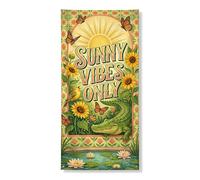 Sunny Esthétique Seule Couverture de Porte Bannière Décorative Vintage Tournesol et Papillon Décoration de Porte D'entrée Intérieur Extérieur Printemps Été Toile de Fond à Suspendre Fournitures de