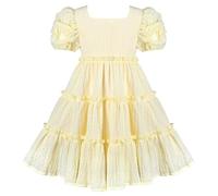 Sunny Fashion Filles Jaune Ébouriffer Couche Carré Ample Bouffée Manche Été Coton 5 Ans