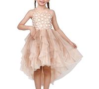 Sunny Fashion Filles Licou Habiller Brun Étagée Reconstitution Historique Salut-Bas Dos Creux Princesse Partie 12 Ans