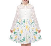 Sunny Fashion Robe Fille Blanc Dentelle Feuille Floral Perle Princesse Décontractée Partie Mariage 10 Ans Blanc