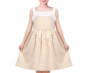 Sunny Fashion Robe Fille Blanc Noir Plaid Années 1950 Millésime Sangle sans Manches Décontractée 5-10 Ans
