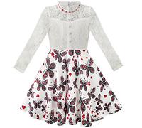 Sunny Fashion Robe Fille Dentelle Perle Prune Fleur Élégant Princesse Habiller 7-14 Ans