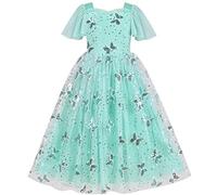 Sunny Fashion Robe Fille Fleur Vert d'eau Papillon Sequin Partie Princesse Formel 8 Ans