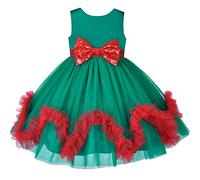 Sunny Fashion Robe Fille Noël Robes Enfant De Princesse Vacances Vert Vague Ourlet an Partie Fête de Noël 4 Ans