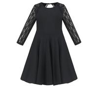 Sunny Fashion Robe Fille Noir Dentelle Dos Creux Formel Partie Soir Manche Longue 10 Ans