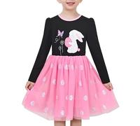 Sunny Fashion Robe Fille Pâques Lapin Œuf Manche Longue Princesse Partie Tulle Vacances 8 Ans